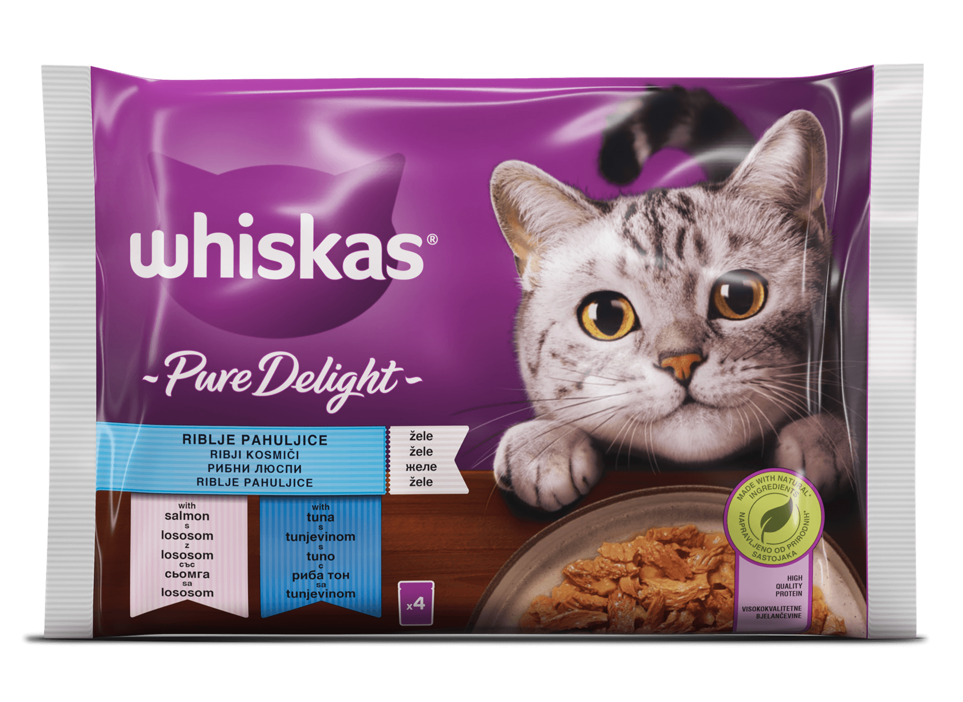 Whiskas Pure Delight vrečke RIBJI KOSMIČI 4 x 85g